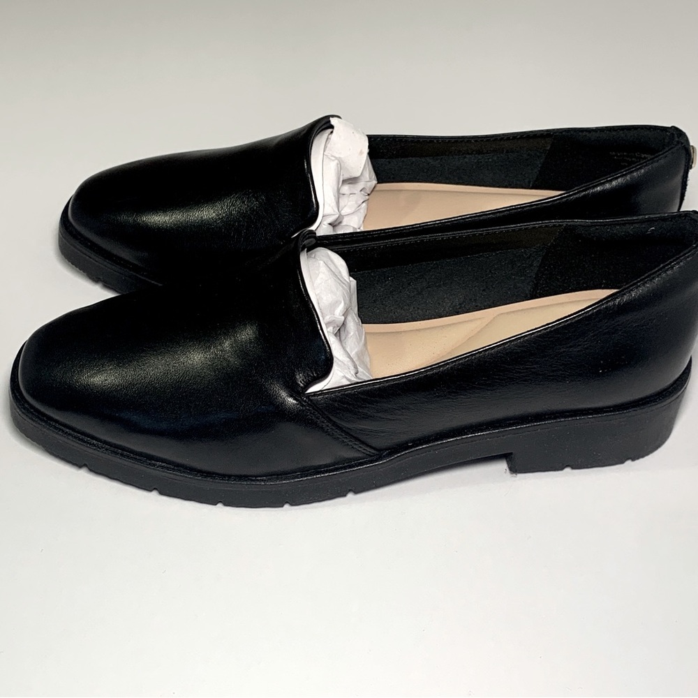 NEW ALDO Women's Slip on Black Genuine Leather Loafers Size 6 Flats Shoes